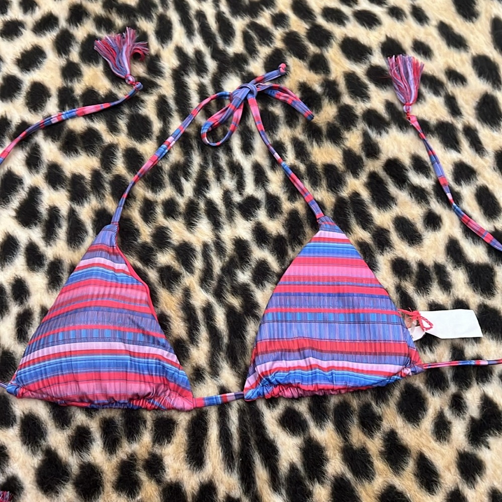Becca Stripe Therapy reversible triangle bikini top medium - Picture 8 of 10